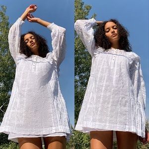 LoveShackFancy Baxter White Lace Mini Dress